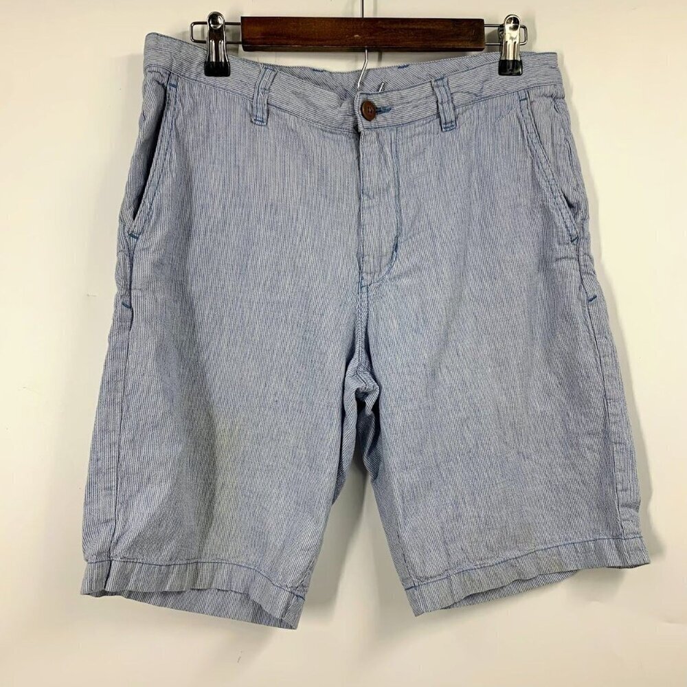 Tommy Bahama Men's Stripe City Linen Blend Flat Front Slash Pocket Shorts SZ 32